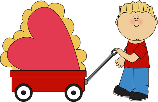 Boy Pulling Valentine in a Wagon Clip Art - Boy Pulling Valentine ...