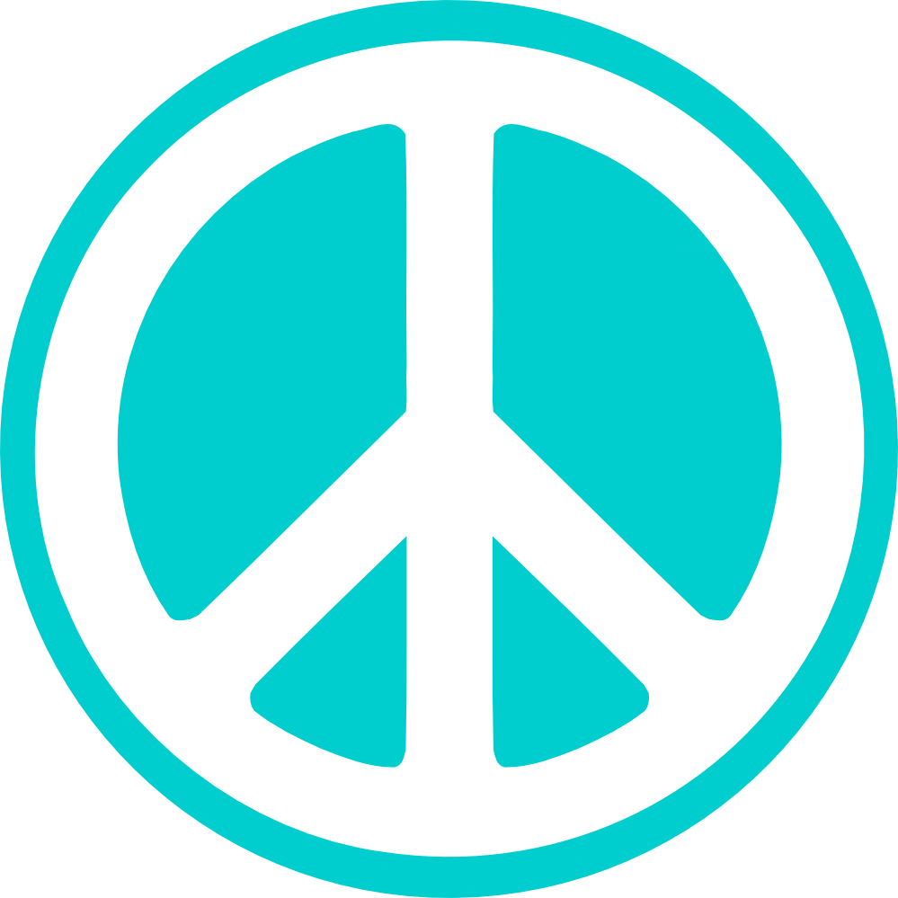 Hippy Groovy Peace Symbol Sticker Cyan 3 dingle peacesymbol.org ...