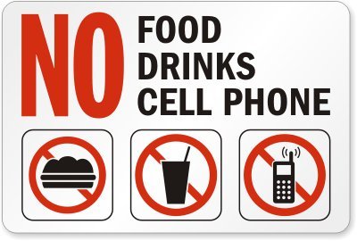 Amazon.com: No Food, No Drinks, No Cell Phone, HDPE Plastic Sign ...