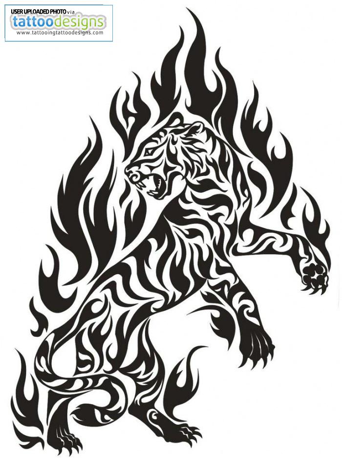 Tribal Flame Tiger Tattoo Tattoodonkey Com Image | Tattooing ...