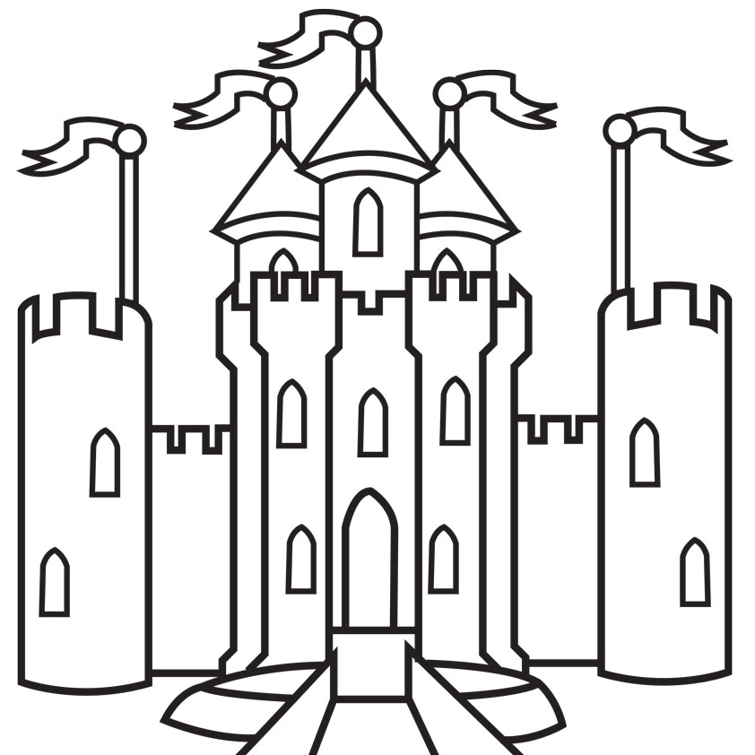 castle with princess Colouring Pages (page 3)