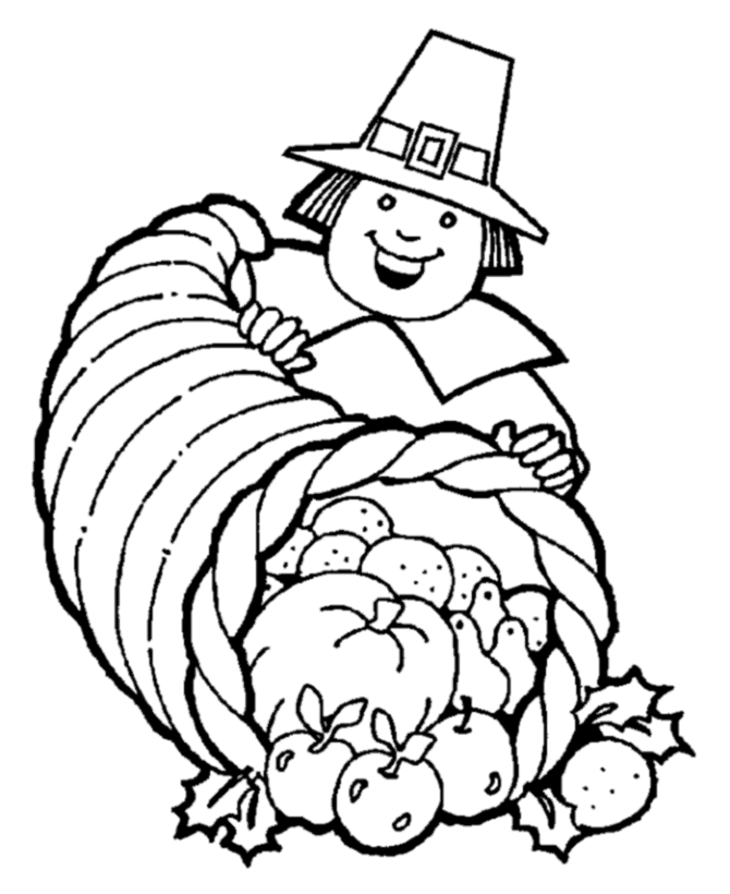 Thanksgiving Day Coloring Page Sheets - Cornucopia 1 (Horn of ...