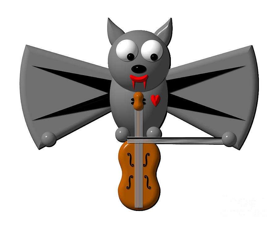 Cute Vampire Bat With Violin by Rose Santuci-Sofranko - Cute ...