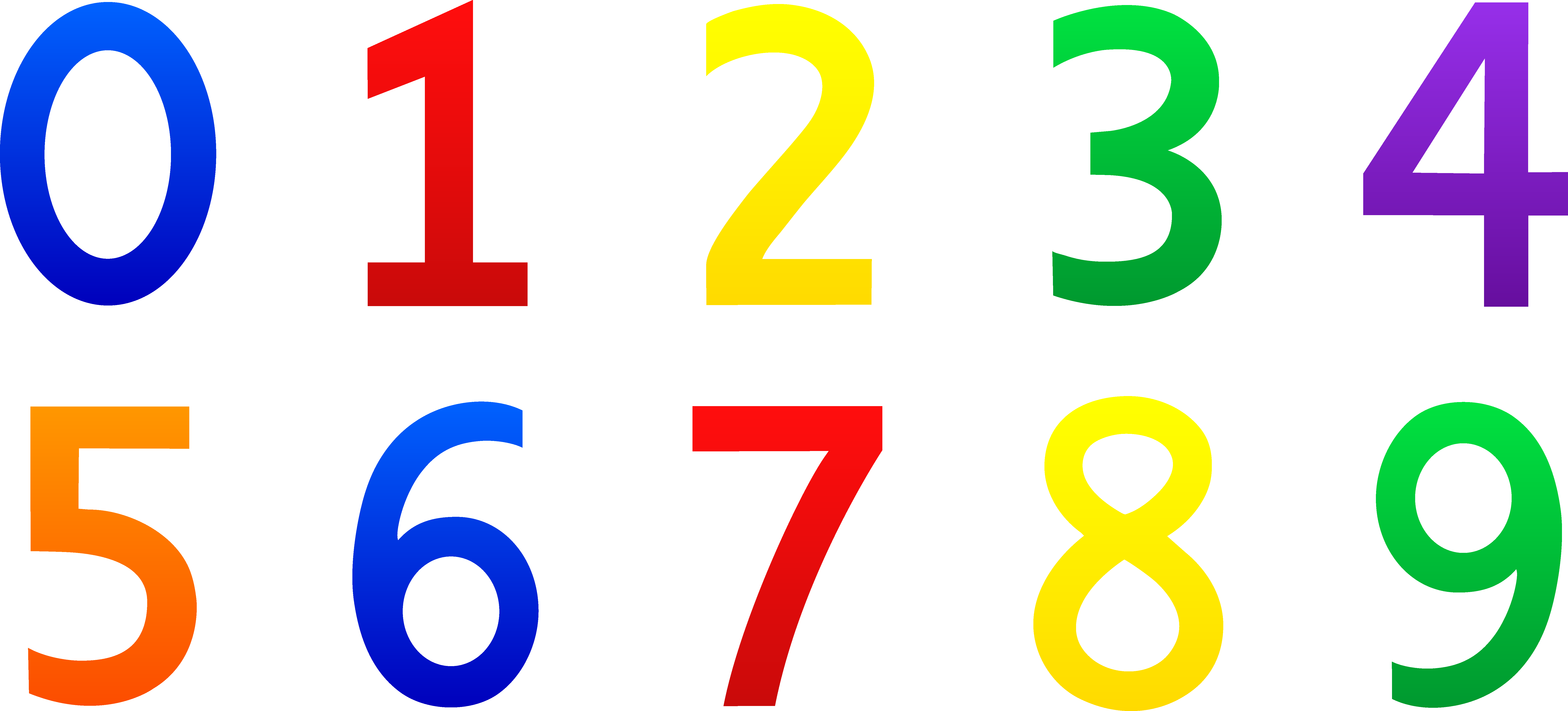 Colorful Set of Numbers 0-9 - Free Clip Art