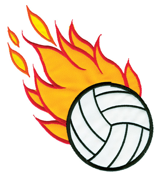 Grand Slam Designs Embroidery Design: Flaming Volleyball Appliqué ...