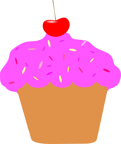 Pink Cherry Cupcake clip art - vector clip art online, royalty ...