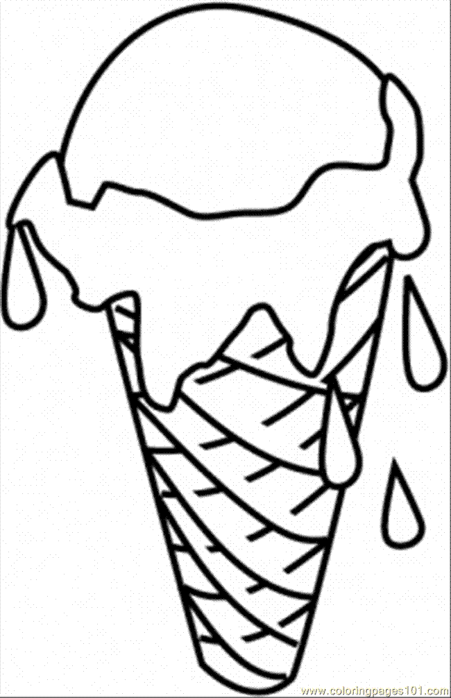 Coloring Pages Ice Cream Melts In The Cone (Food & Fruits ...