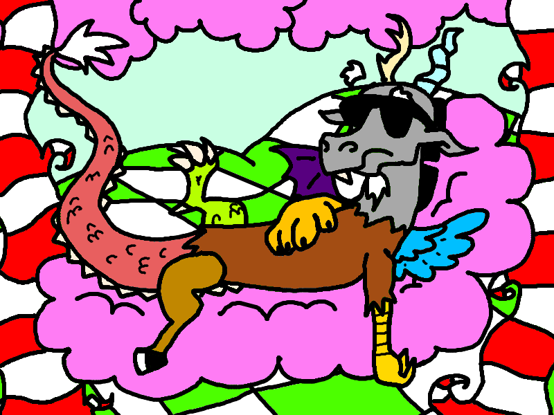 Discord sleeping on a cotton candy cloud by zimvader42 on deviantART