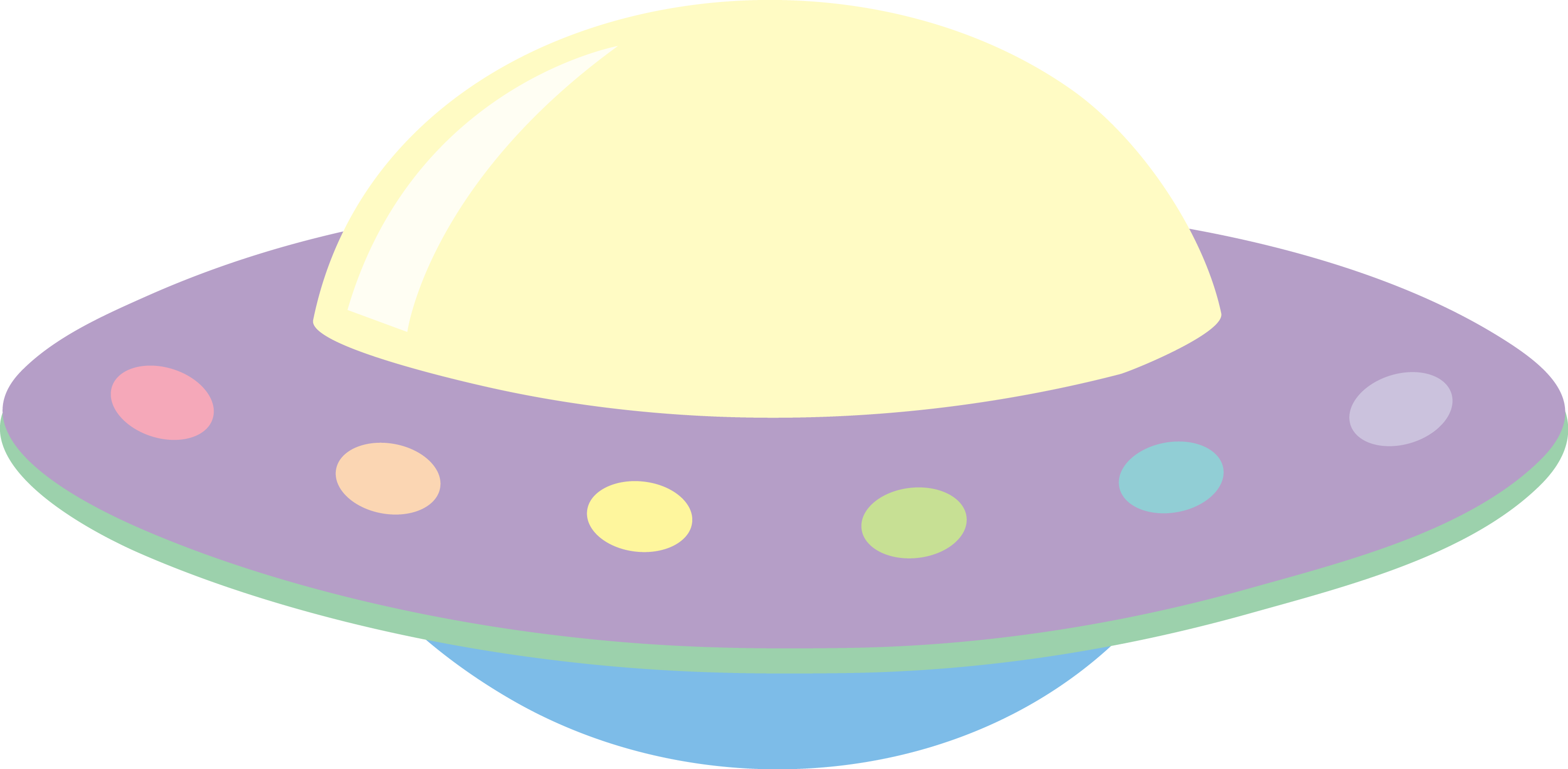 Pastel Colored Alien UFO - Free Clip Art