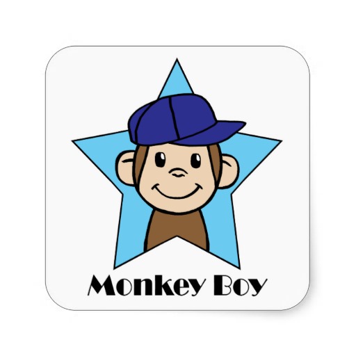 Cute Cartoon Clip Art Happy Monkey in Star w Hat Stickers | Zazzle