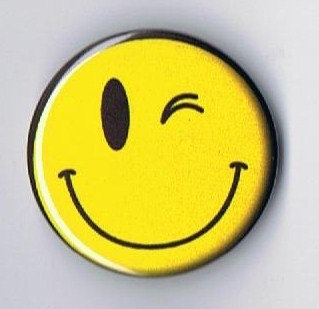 Winking smiley face 1.25 inch pinback button by emmamariadesigns ...