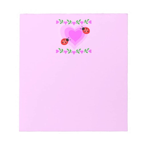 love romantic heart hearts lady bug Paper clip Art Note Pads | Zazzle