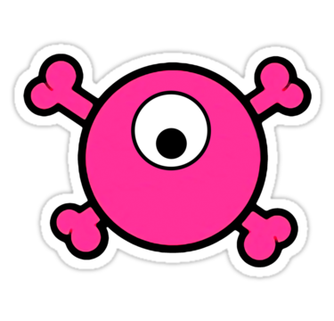 Funny pink cyclops skull and bones" Stickers by queensoft | Redbubble