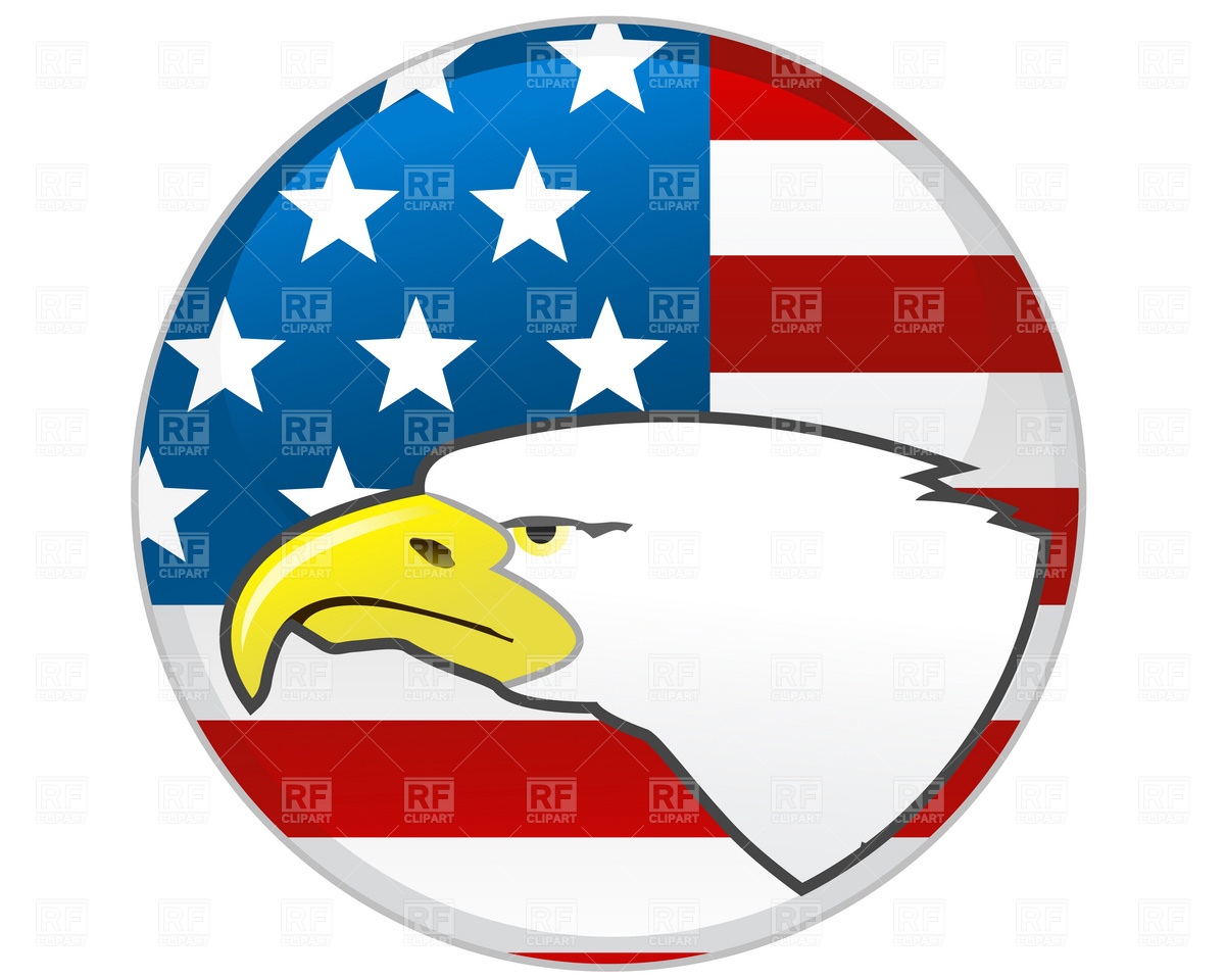 Badge with Eagle and American flag, Plants and Animals, download ...