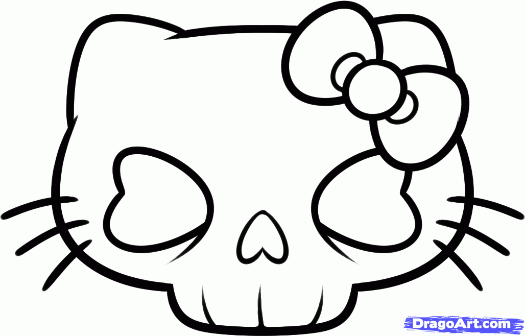 How to Draw a Hello Kitty Skull, Hello Kitty Skull, Step by Step ...