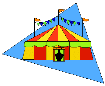 Red and Gold Circus Tents on Blue Accents