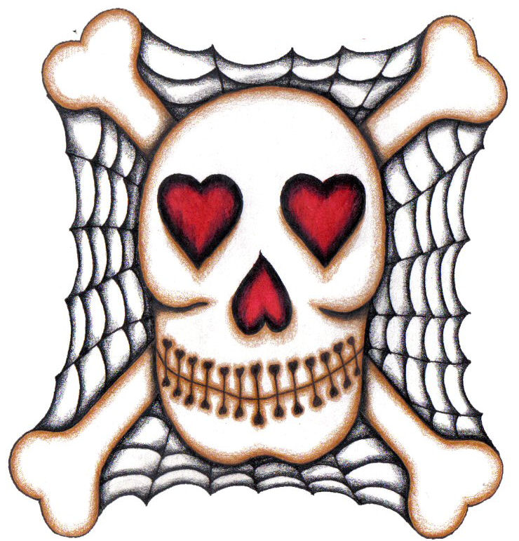Skull and Bones With Heart Eyes Tattoo Design by emjaybrady on ...