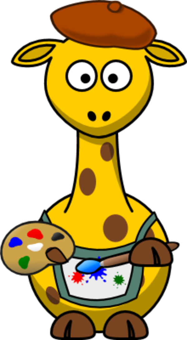 giraffe as a painter artist - vector Clip Art