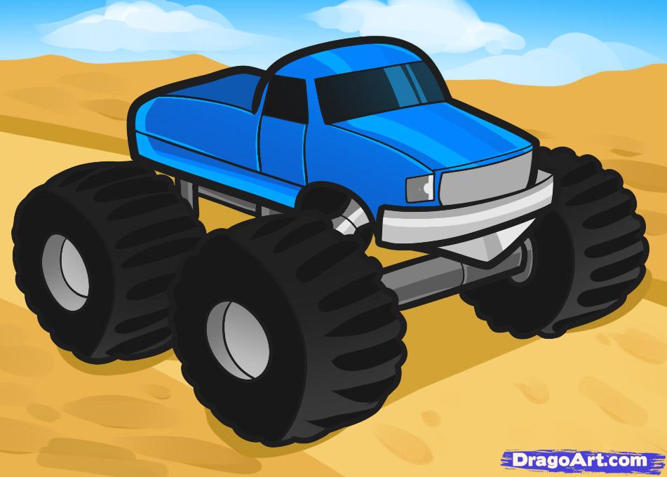 How to Draw a Monster Truck for Kids, Step by Step, Cars For Kids ...