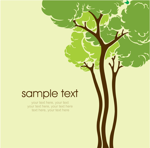 Set of Card with trees background vector 03 - Vector Background ...