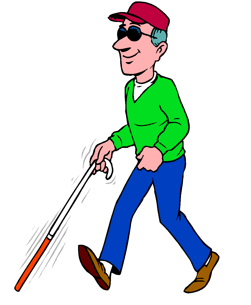 Images For > Blind Person With Cane Clipart