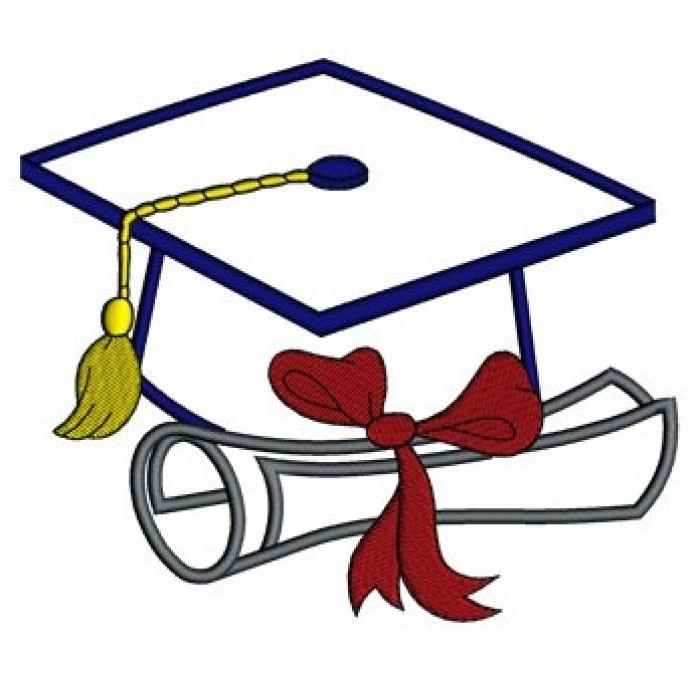 Graduation Cap Applique with diploma Machine Embroidery Digitized ...