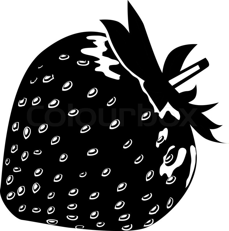 Black And White Strawberry Clipart | Drink It Up