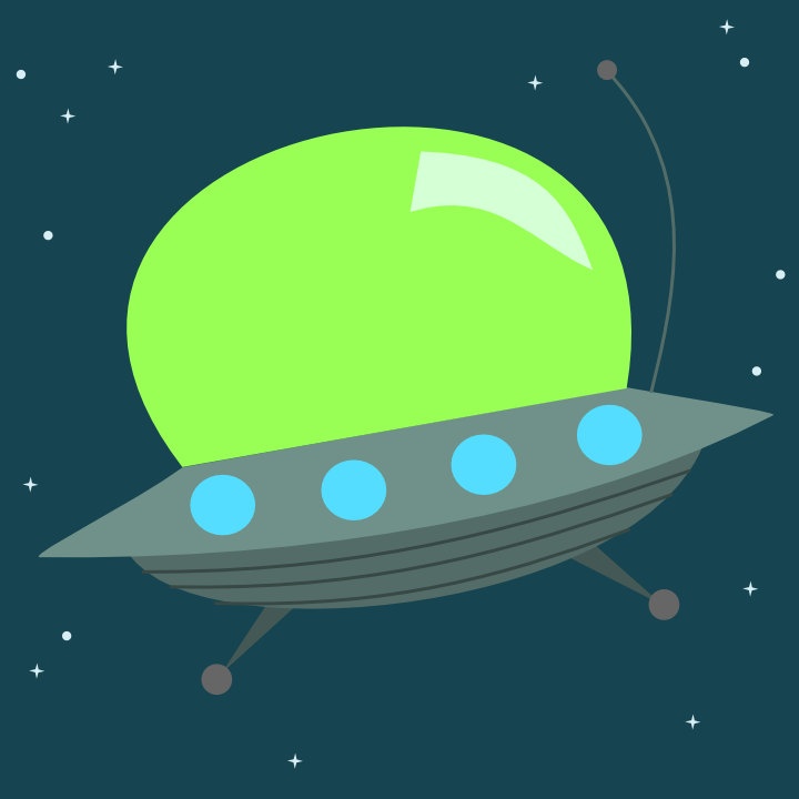 Cute Alien Space Ship - 8x8 - Choose your colors