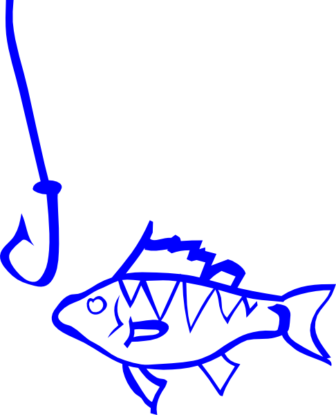 Fish And Hook Clip art - Outline - Download vector clip art online