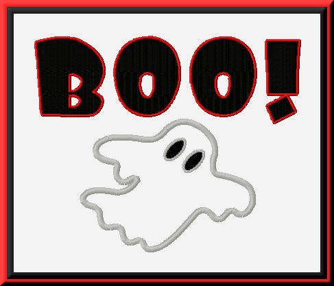 Halloween Boo With Ghost Phrase Embroidery Machine Applique Design ...
