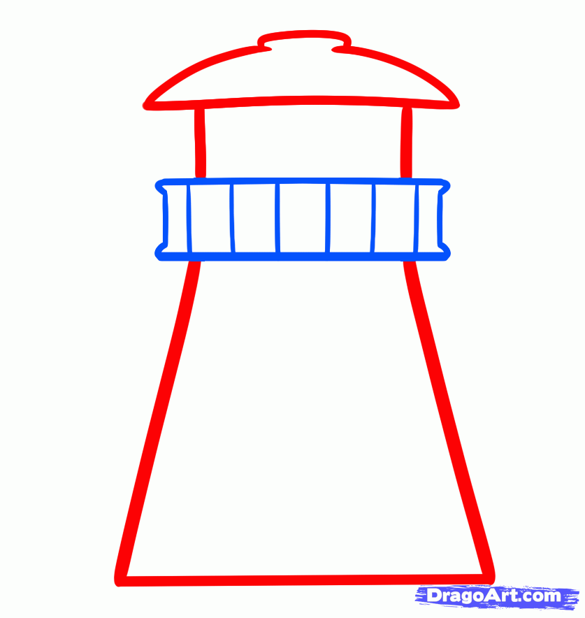 How to Draw a Lighthouse Easy, Step by Step, Buildings, Landmarks ...