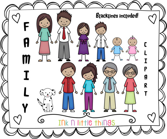 Kids Clipart My Family Clip Art Set 4 by InknLittleThings