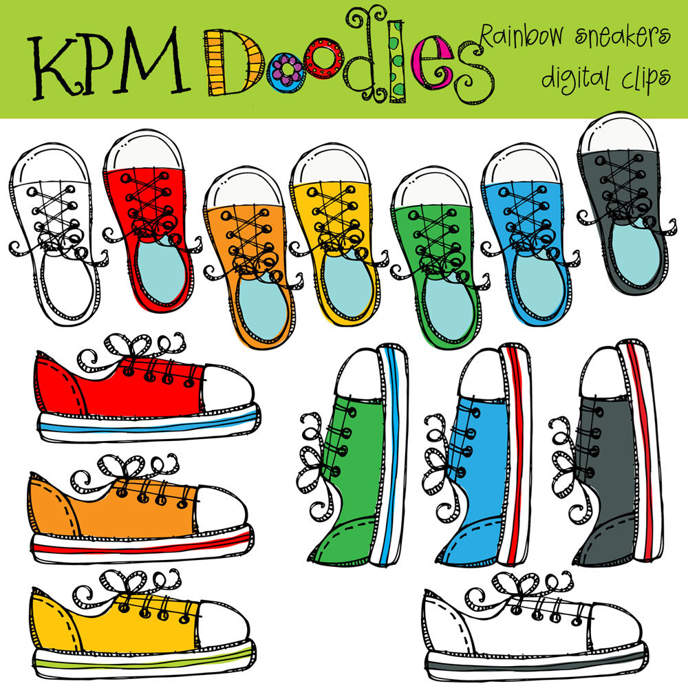 KPM Rainbow Sneakers digital clipart by kpmdoodles on Etsy