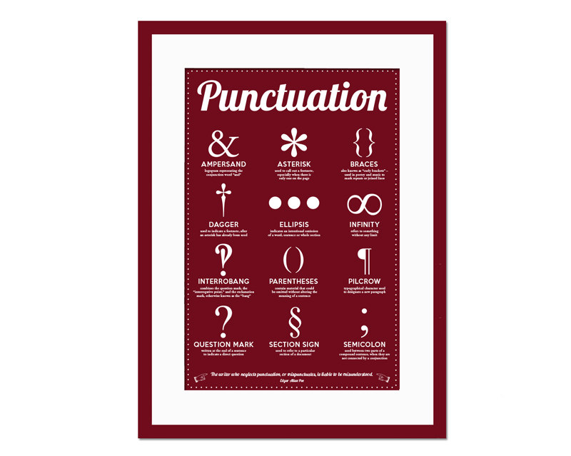 Twelve Punctuation Marks Art Print Punctuation by FolioCreations
