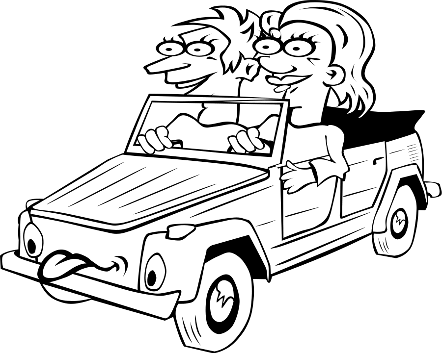 Girl and Boy Driving Car Cartoon SVG Vector file, vector clip art ...
