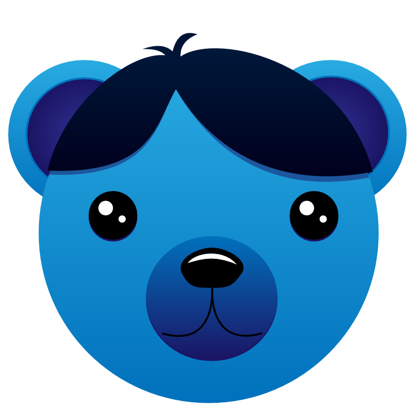 Clipart - Blue Bear with parted hair