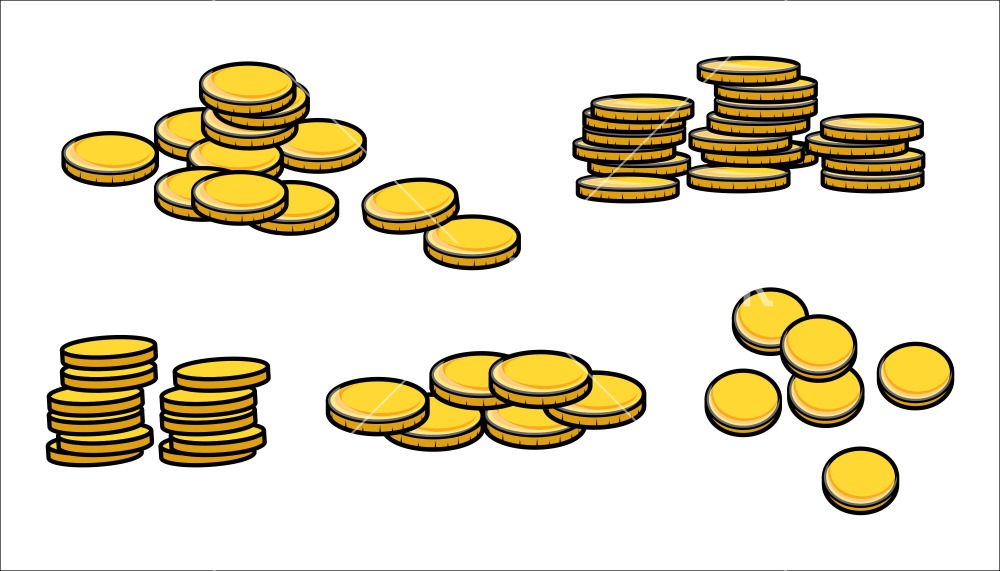 Gold Coins Stack - Cartoon Vector Illustration Stock Image