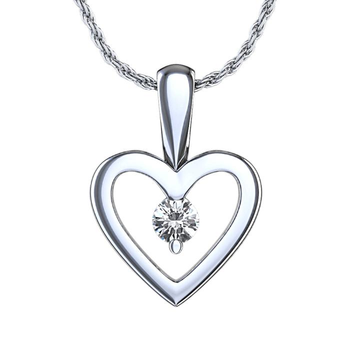 Heart Shaped 1/13 ctw Diamond Pendant in 14k White Gold
