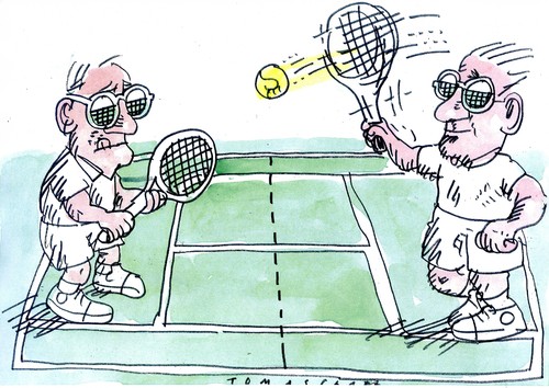 Tennis By Jan Tomaschoff | Sports Cartoon | TOONPOOL