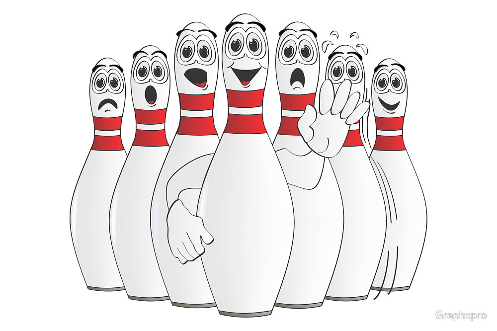 Cartoon Worried Bowling Pins" by Graphxpro Redbubble.