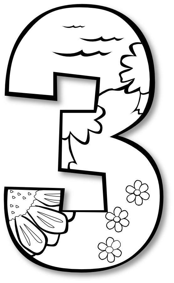 creation day 3 number ge 1 black white line art coloring book ...