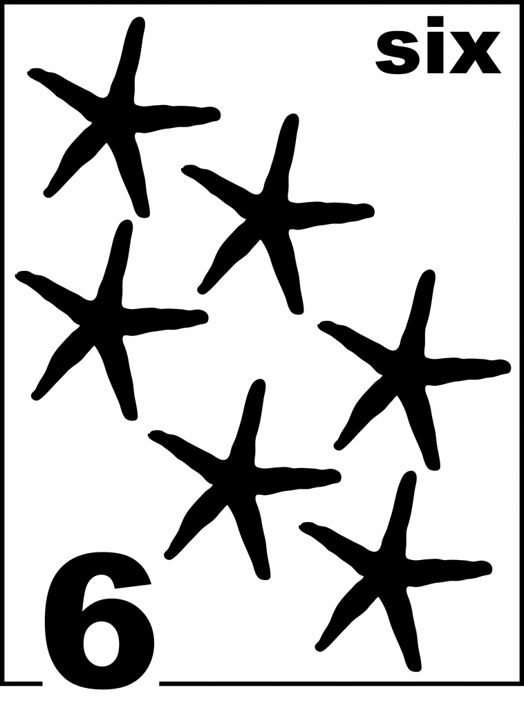 English Starfish Counting Card 6 | ClipArt ETC