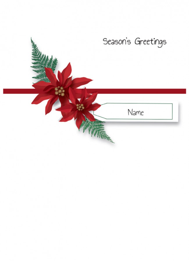 Season's Greetings, Poinsettia With Name Tag Card