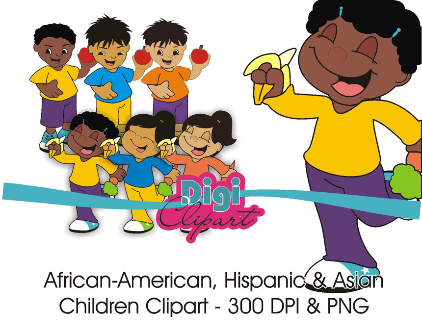 Asian AfricanAmerican Hispanic Children by digifotosclipart