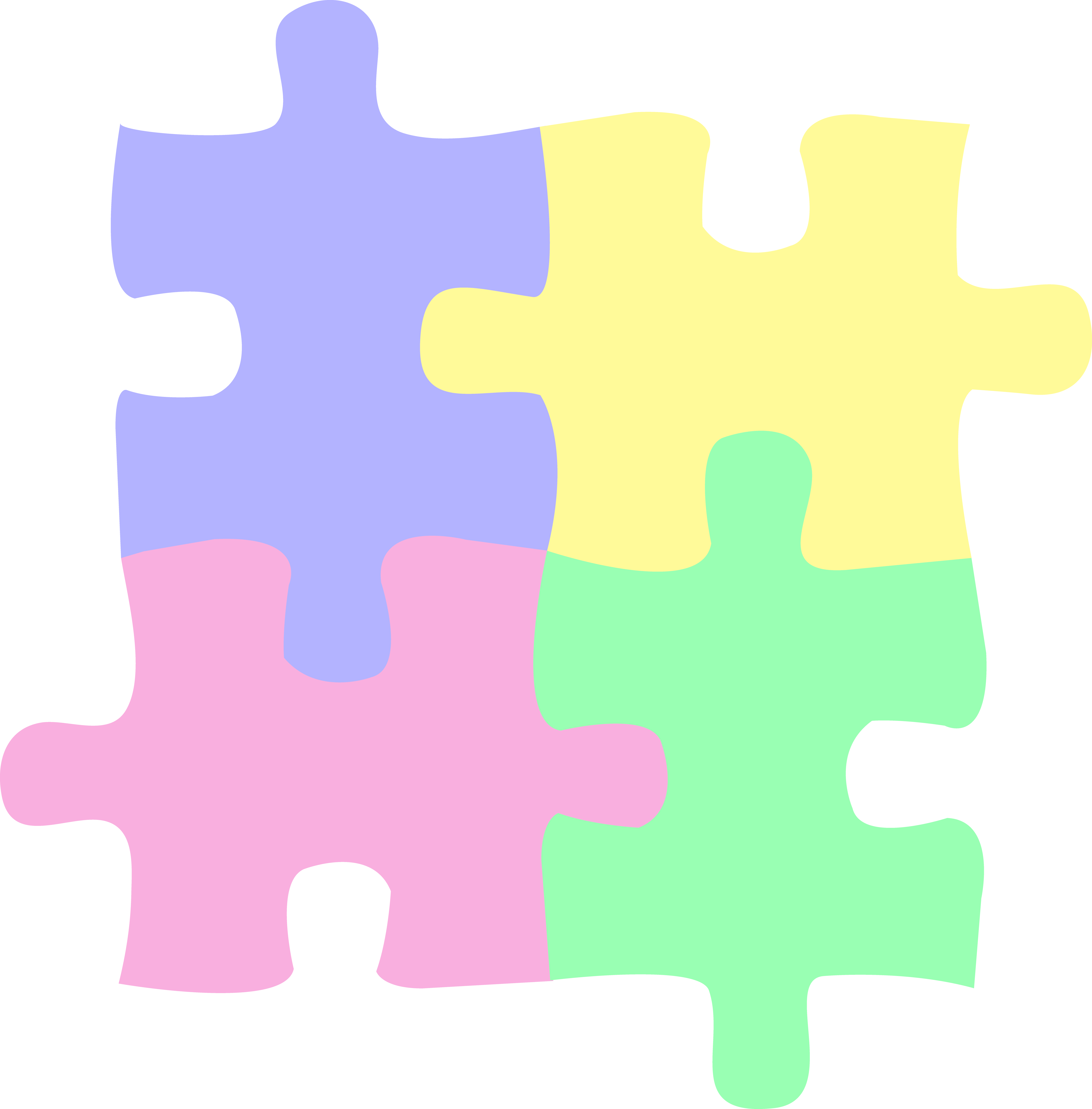 Four Pastel Colored Puzzle Pieces - Free Clip Art