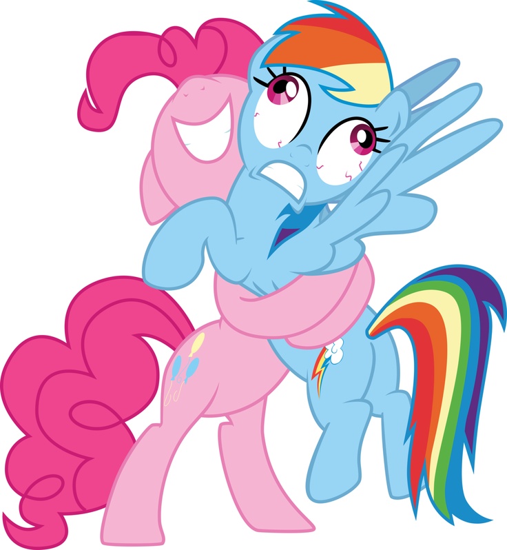 Pinkie Pie hugging Rainbow Dash tightly. | Besties | Pinterest