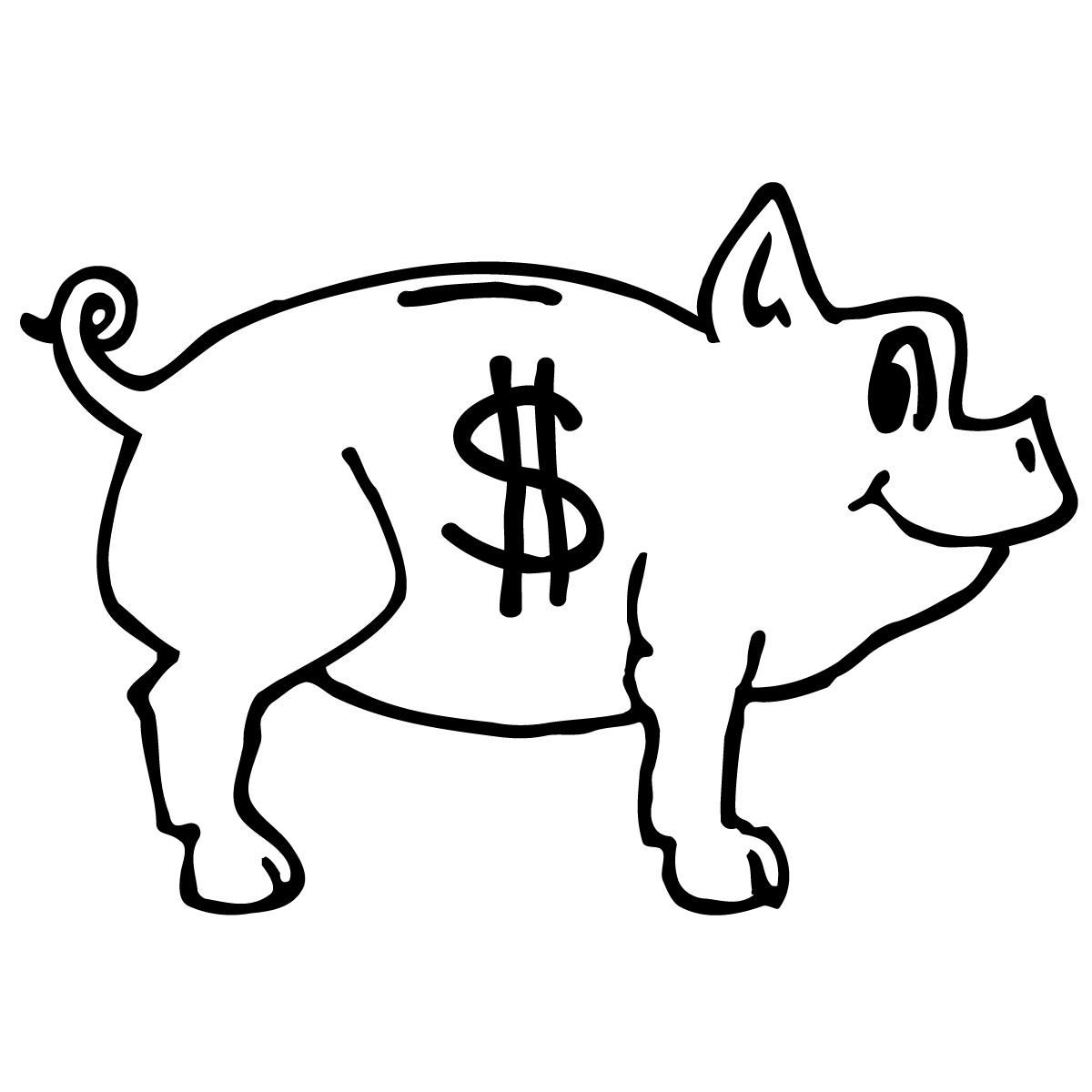 Pix For > Piggy Bank Clipart Black And White