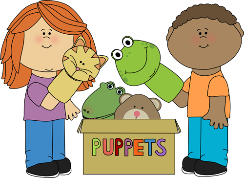 Kids Playing with Puppets Clip Art - Kids Playing with Puppets ...