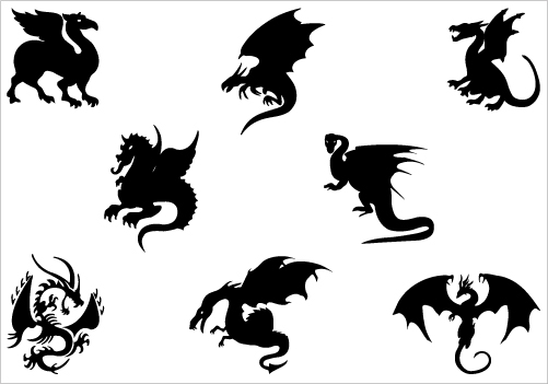 Dragon Silhouette Chinese Dragon Clipart & Dragon Tattoo ...