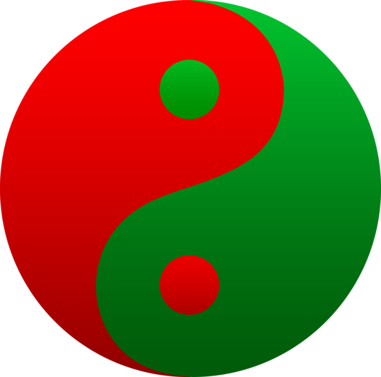 Red and Green Yin Yang Symbol - Free Clip Art